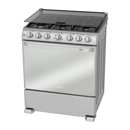 Estufa de piso Mabe76 cm (30")plata Mercury capelo de vidrio integrado WEM7643CAIS1