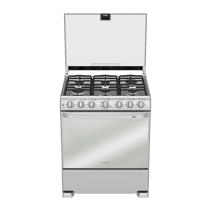 Estufa de piso Mabe76 cm (30")plata Mercury capelo de vidrio integrado WEM7643CAIS1