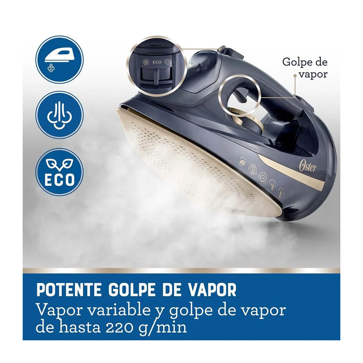 Plancha de Vapor Oster Recargable 2 en 1 Azul GCSTCC5000