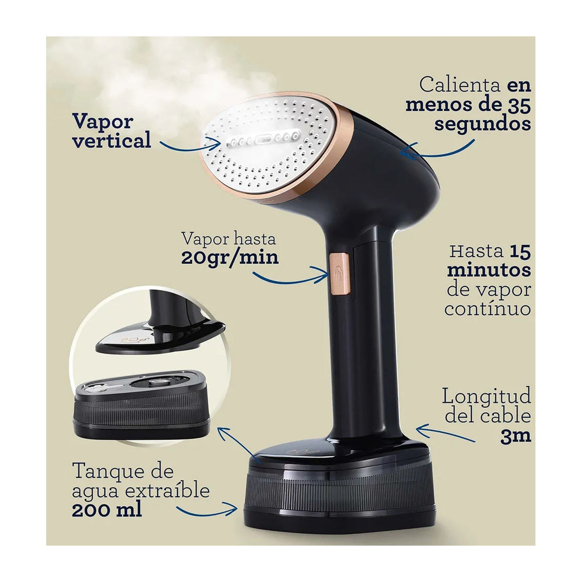 Plancha Vaporizador Oster Plegable Negro GCSTFS300