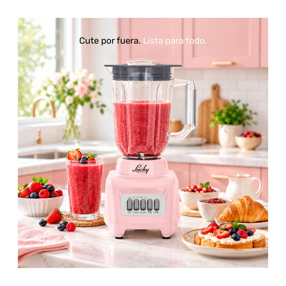 Licuadora Lucky Gyro Ribbon Vaso de Plástico 1.25 Litros 2 Velocidades Rosa