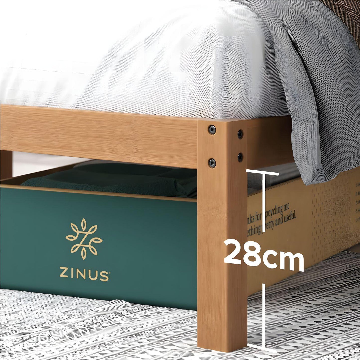 Base de Cama de Bambú Zinus Leah Individual con Cabecera