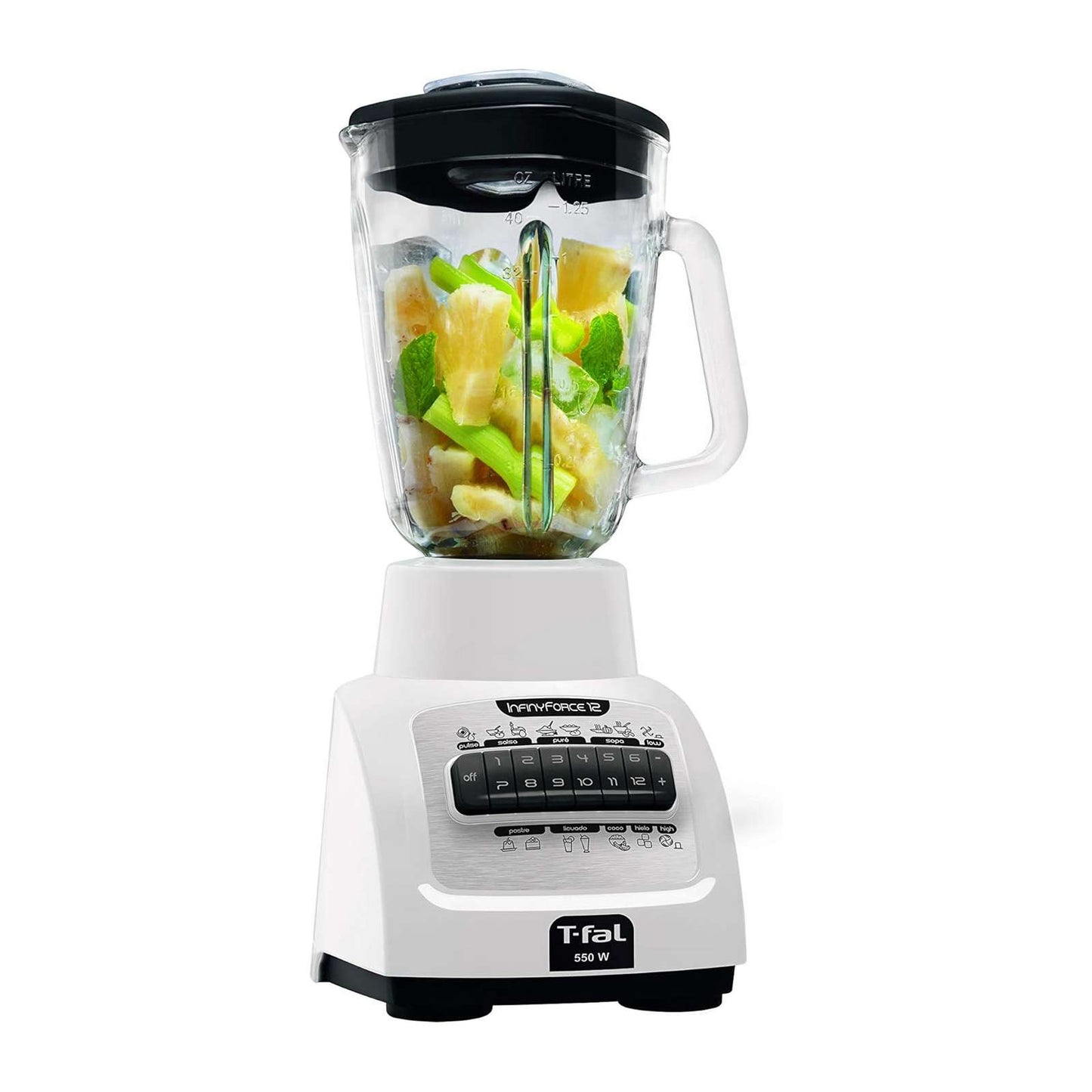Licuadora T-fal Infinyforce 12 Vaso de Vidrio 1.25 Litros Blanca LN8121MX