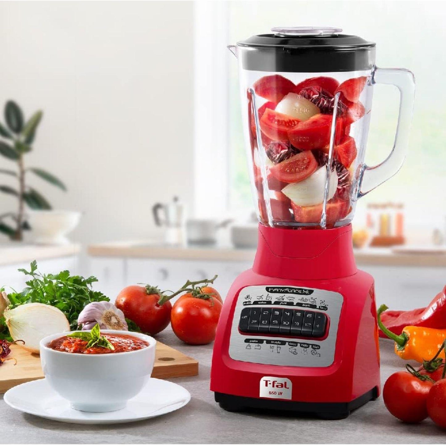 Licuadora T-fal Infinyforce XL Vaso de Vidrio 2.2 Litros Roja LN8121MX