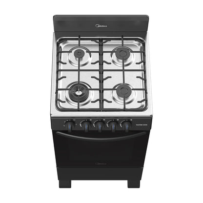 Estufa de Piso Midea MasterCook 20 Pulgadas 4 Quemadores Negra MGS20FS1BIABB
