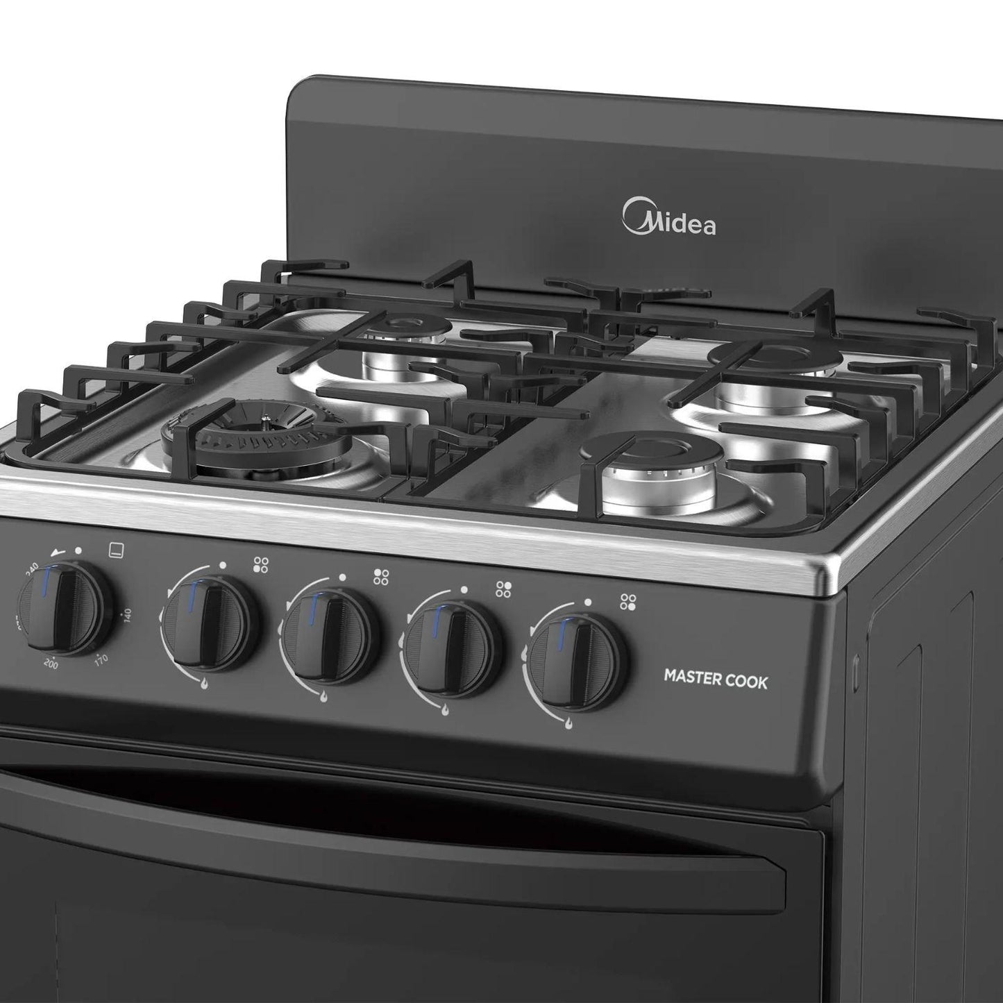 Estufa de Piso Midea MasterCook 20 Pulgadas 4 Quemadores Negra MGS20FS1BIABB