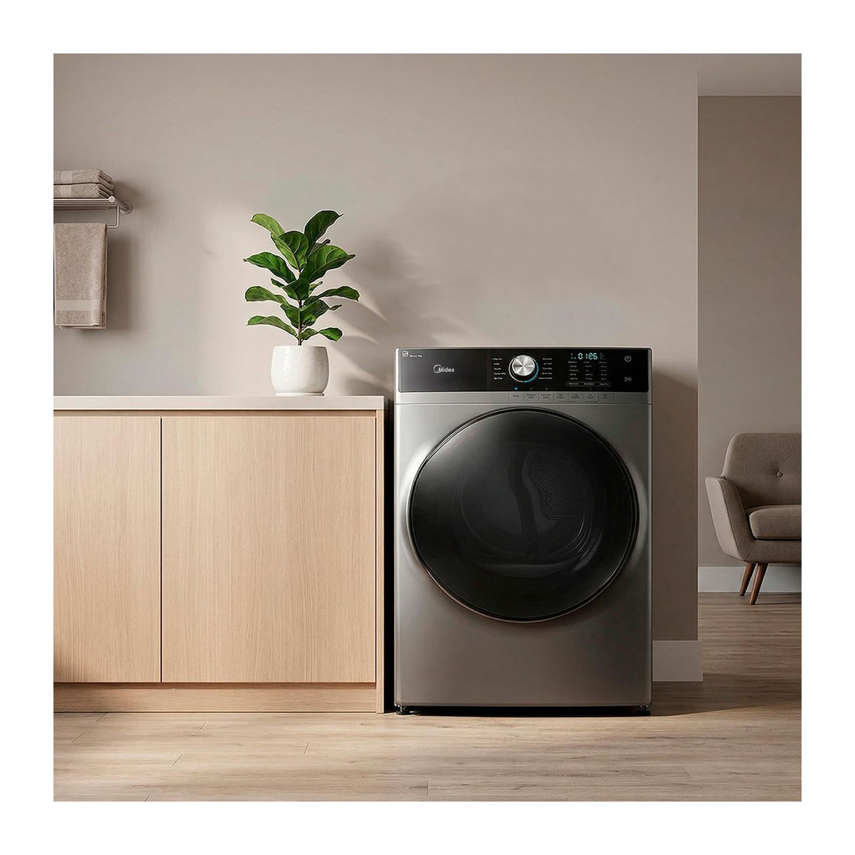 Lavadora Midea Titan Wash 21 Kilos Carga Frontal Inverter Gris MH04W210S