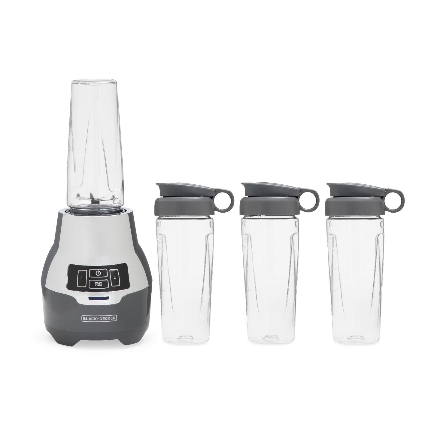 Licuadora Personal Black+Decker 4 Vasos de Plástico 500ml Gris PB2004G