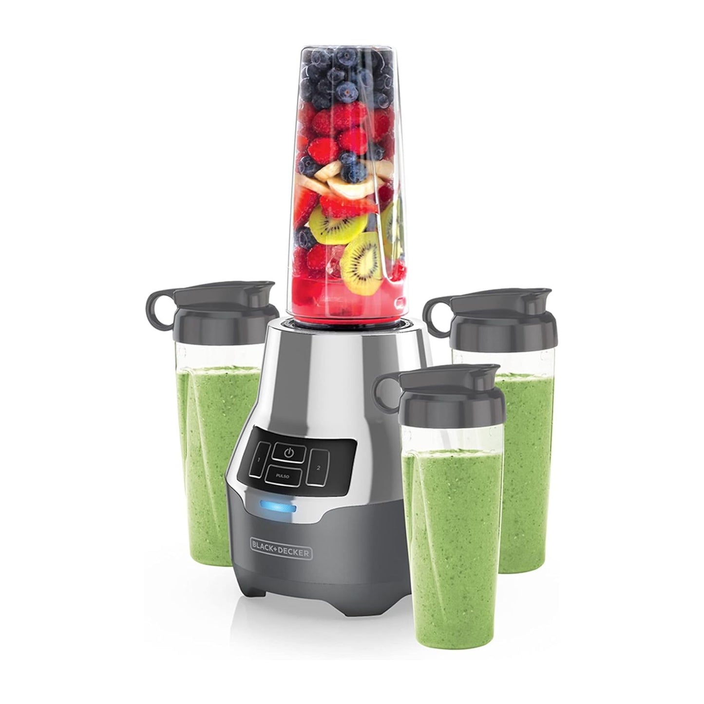 Licuadora Personal Black+Decker 4 Vasos de Plástico 500ml Gris PB2004G