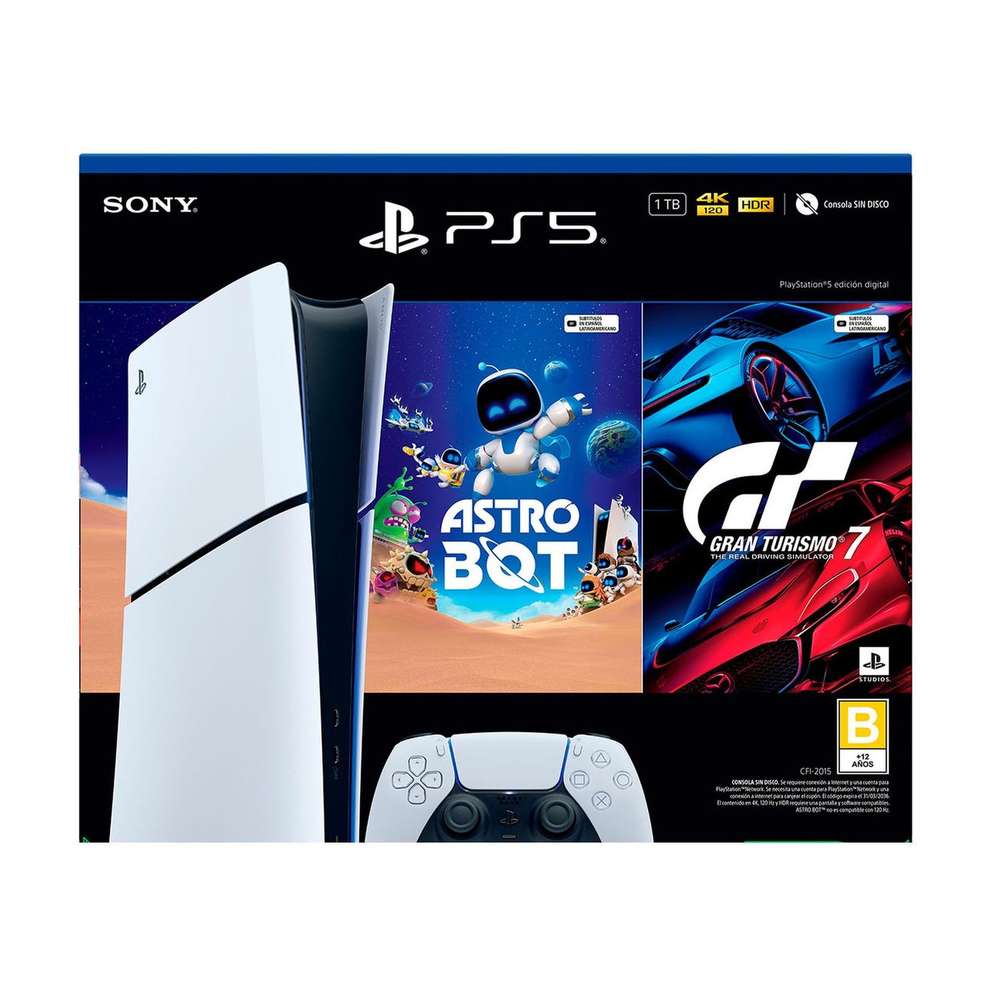 PlayStation 5 Edición Digital 1Tb Bundle Astro Bot + GT7