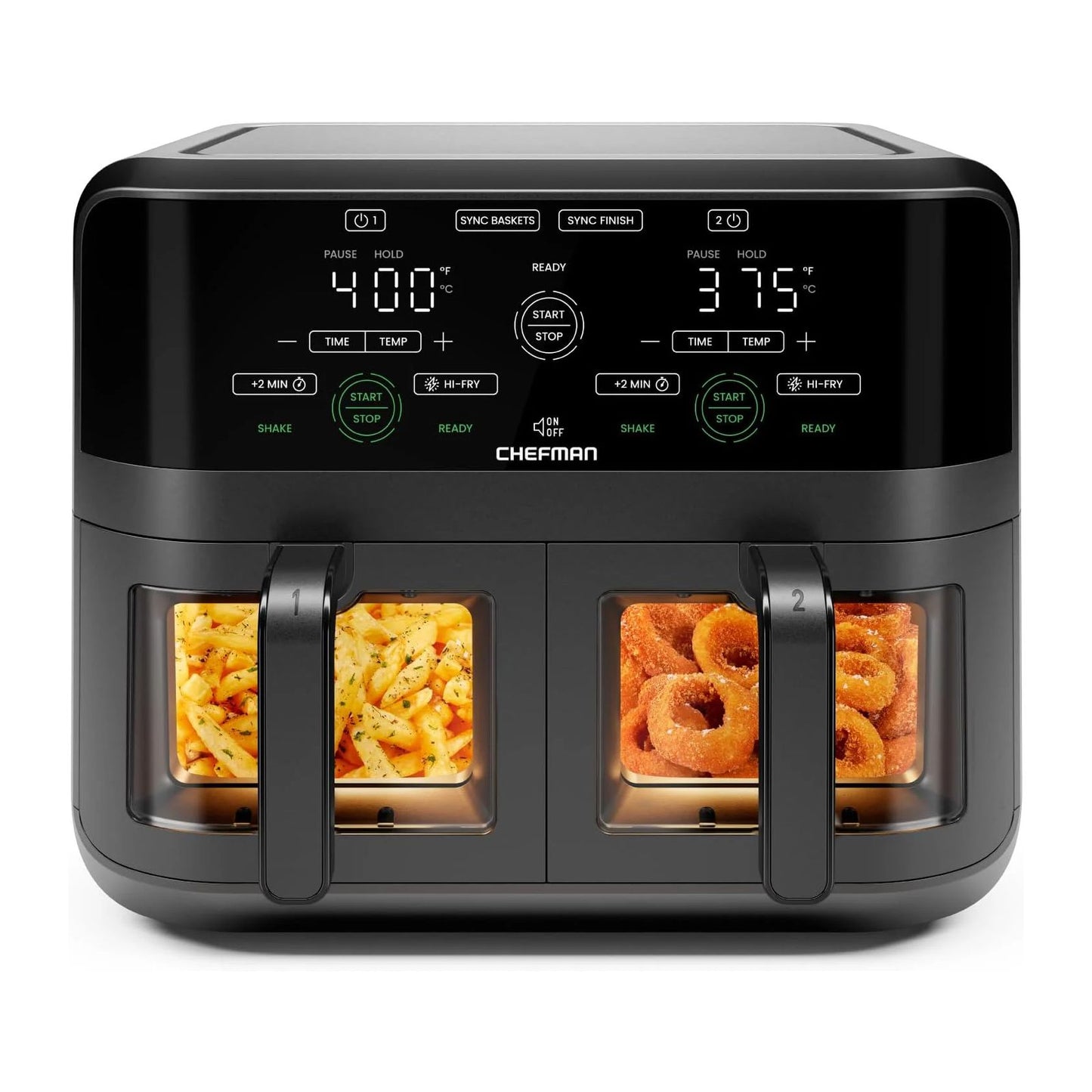 Freidora de Aire Chefman TurboFry Doble Canasta 5.6 Litros Negra RJ38-SQPF-3TDB