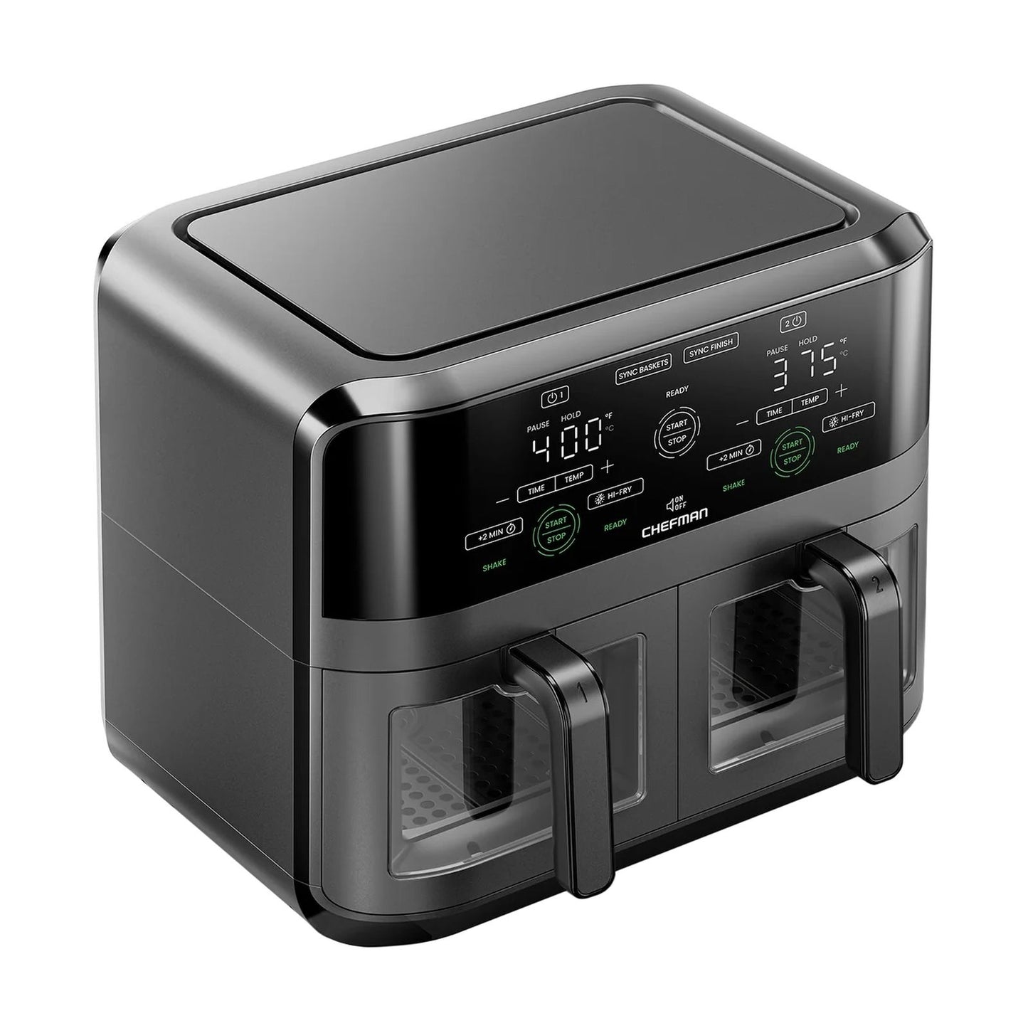 Freidora de Aire Chefman TurboFry Doble Canasta 5.6 Litros Negra RJ38-SQPF-3TDB