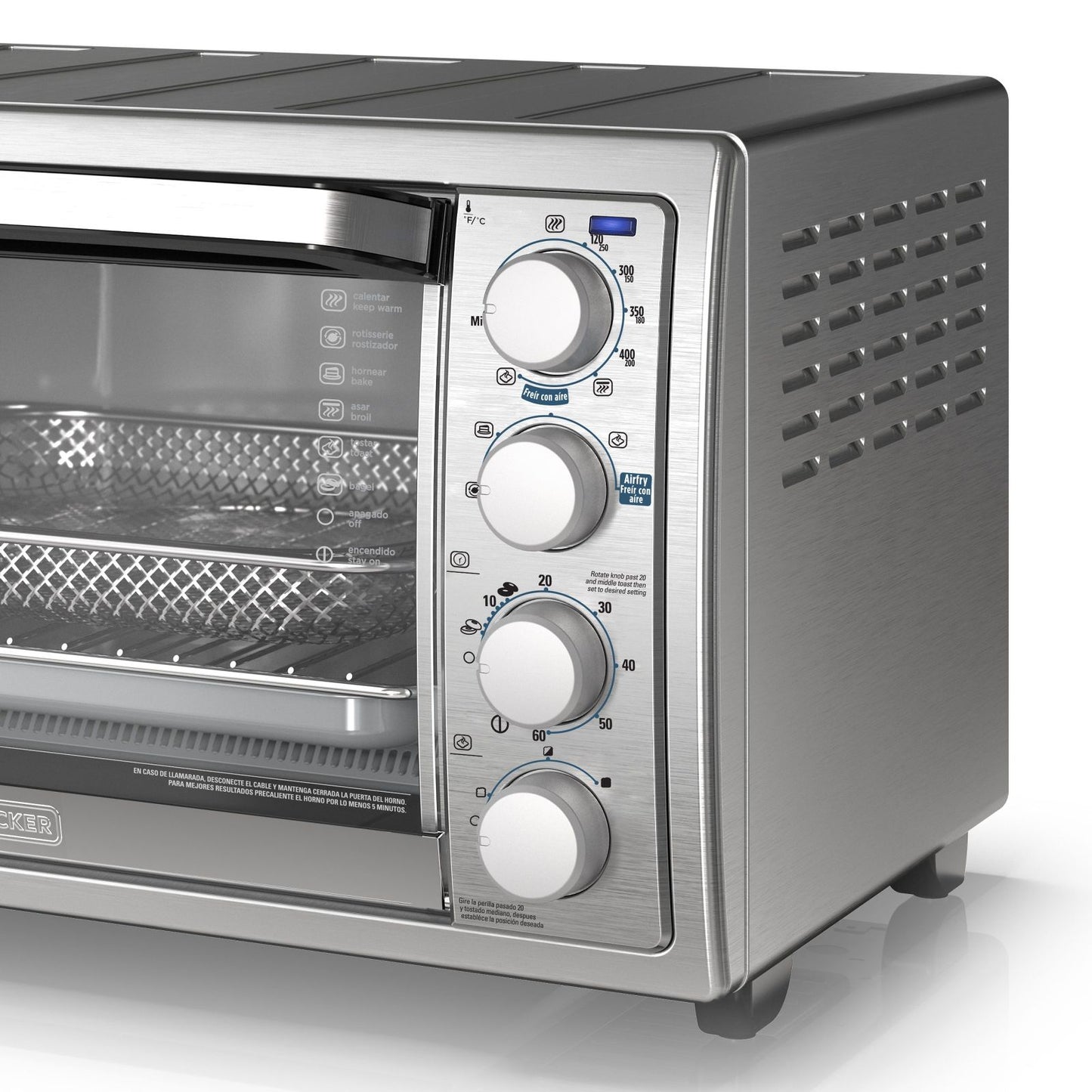 Horno Eléctrico con Freidora de Aire Black+Decker 22 Litros Gris TO4315SS-LA