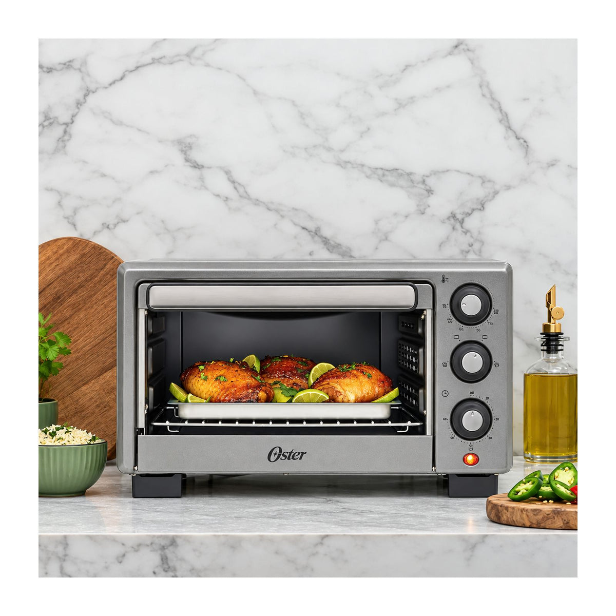 Horno Eléctrico Oster con Freidora de Aire 17 Litros Gris 1400W TSSTTV17MAFNS