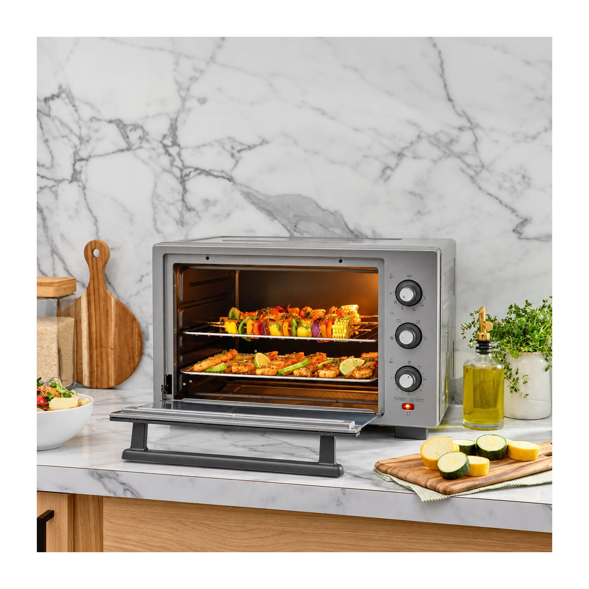 Horno Eléctrico Oster con Freidora de Aire 30 Litros Gris TSSTTV30MAFNS