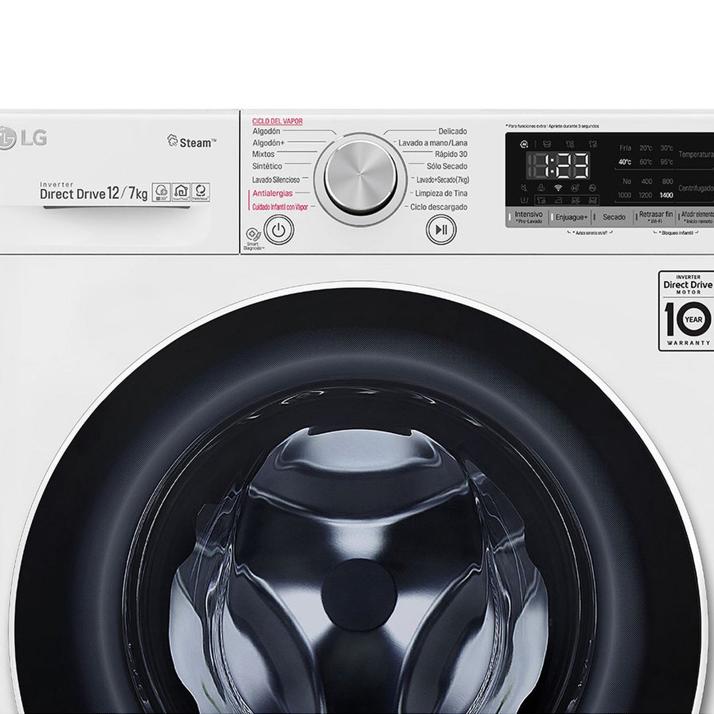 Lavasecadora LG 12 Kilos Carga Frontal Blanca WD12WVC4S6