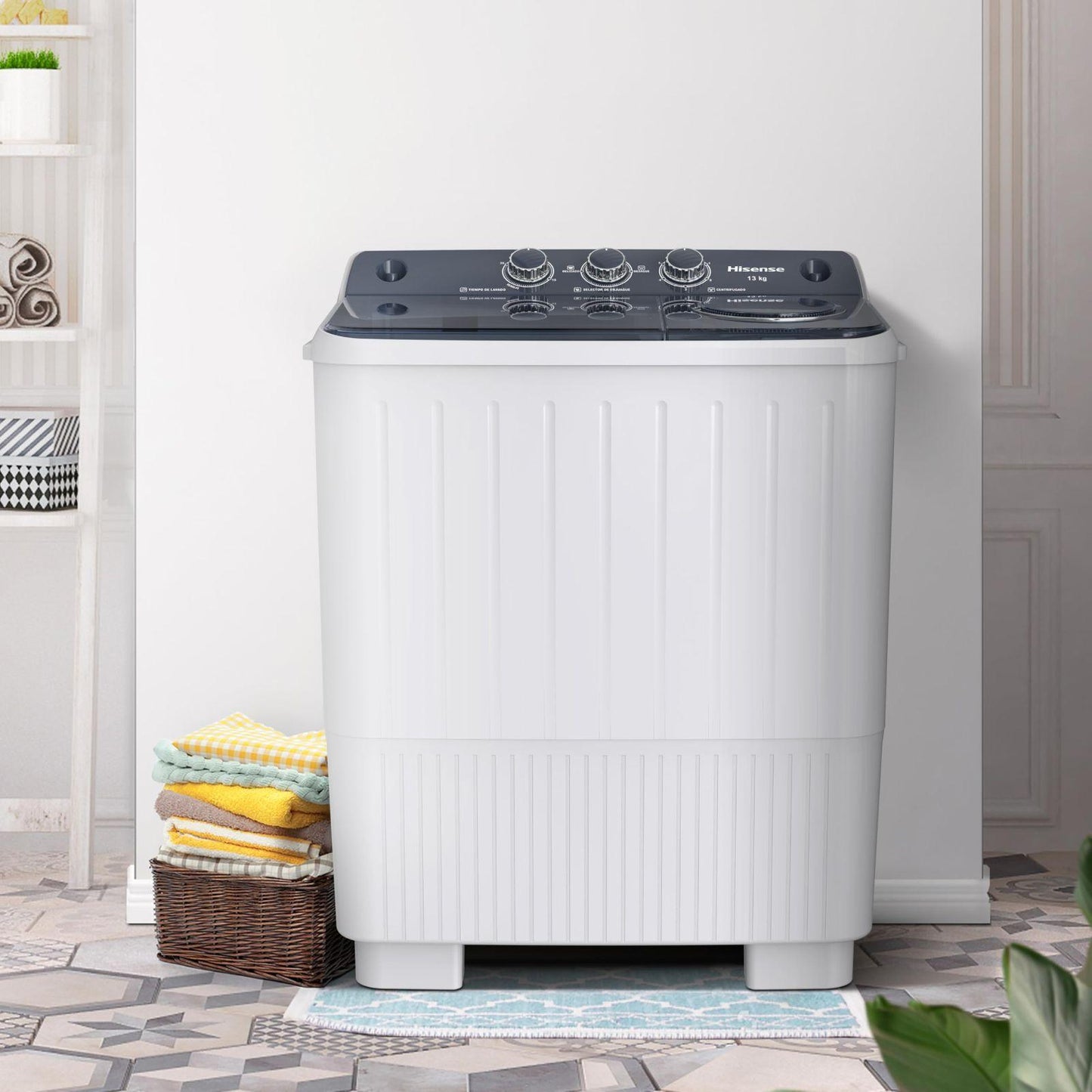 Lavadora Hisense 13 Kilos Doble Tina Blanca WSA1304P