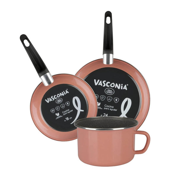 Bateria de Cocina Linea Rosa 5 Piezas Vasconia 38514