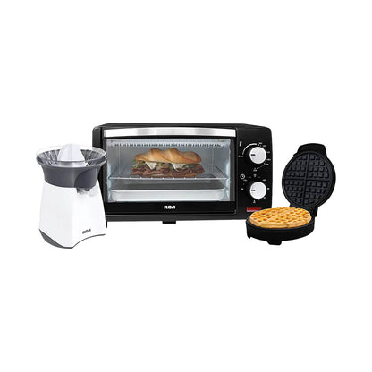 Combo Cocina Horno Eléctrico, Wafflera y Exprimidor RCA RC-CC