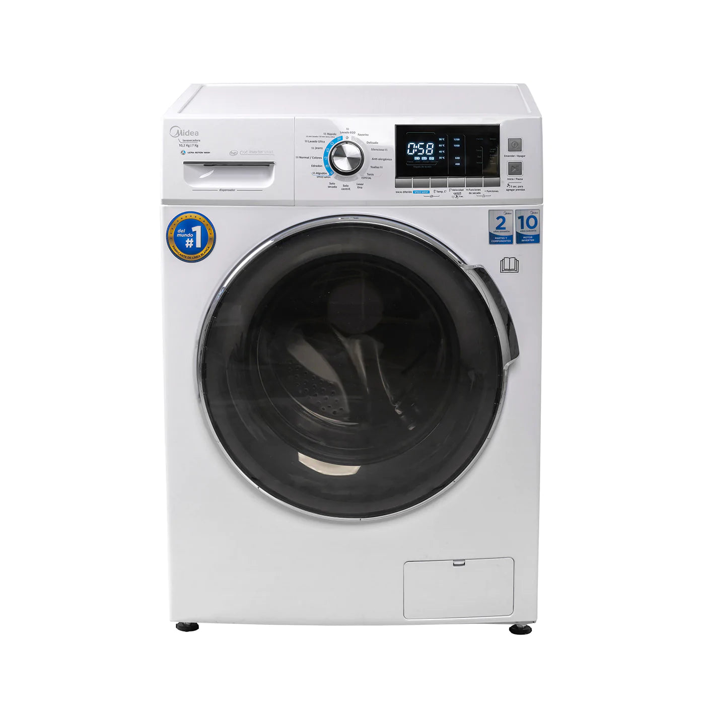 Lavasecadora Midea 10.2 kg Blanca Ultra Motion Wash Inverter MLCF102N2SNDW