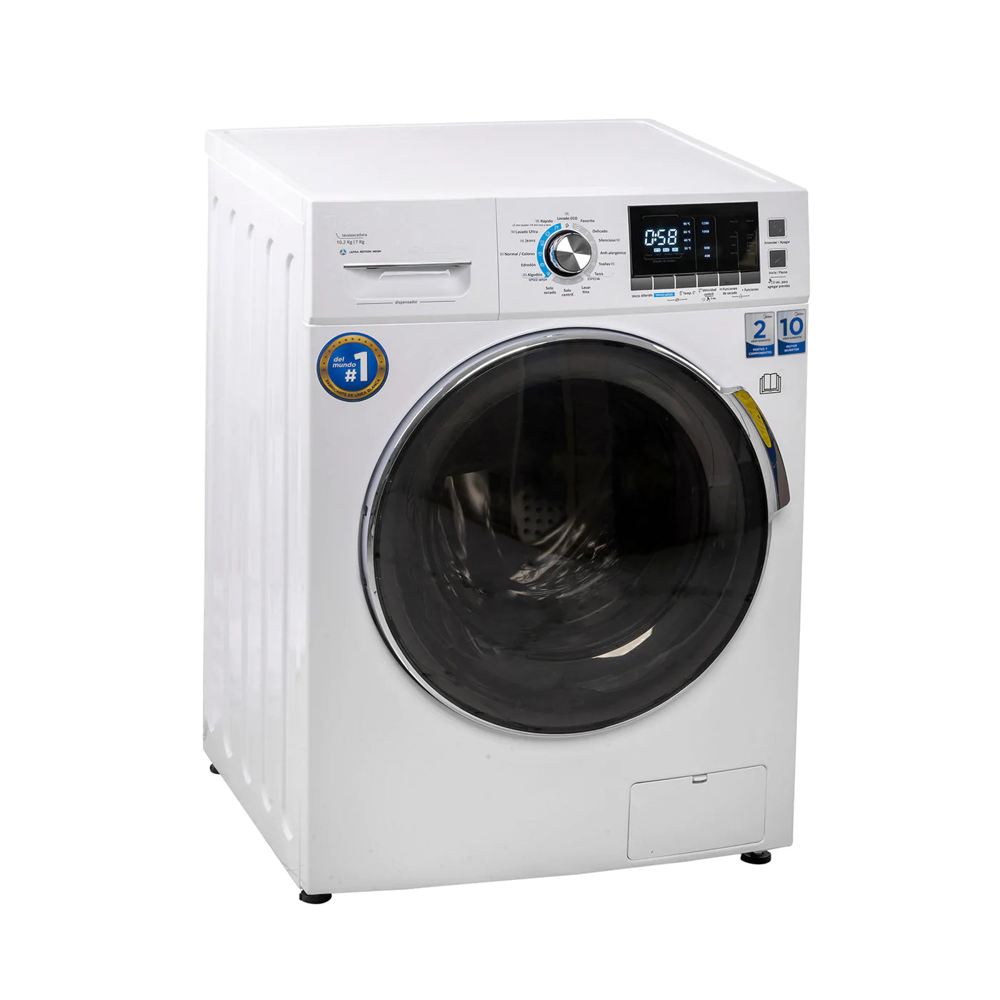 Lavasecadora Midea 10.2 kg Blanca Ultra Motion Wash Inverter MLCF102N2SNDW