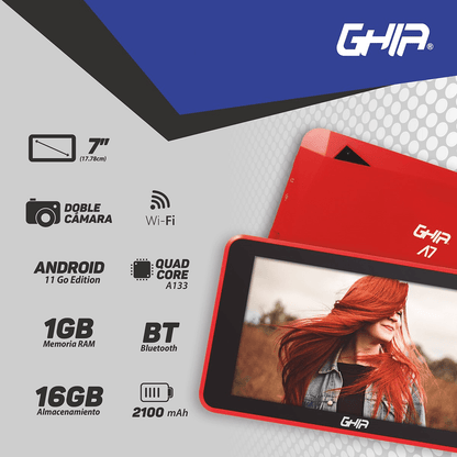 Tablet 7" Android 11 Go Edition 16Gb Almacenamiento 1Gb RAM Ghia NOTGHIA-337RO