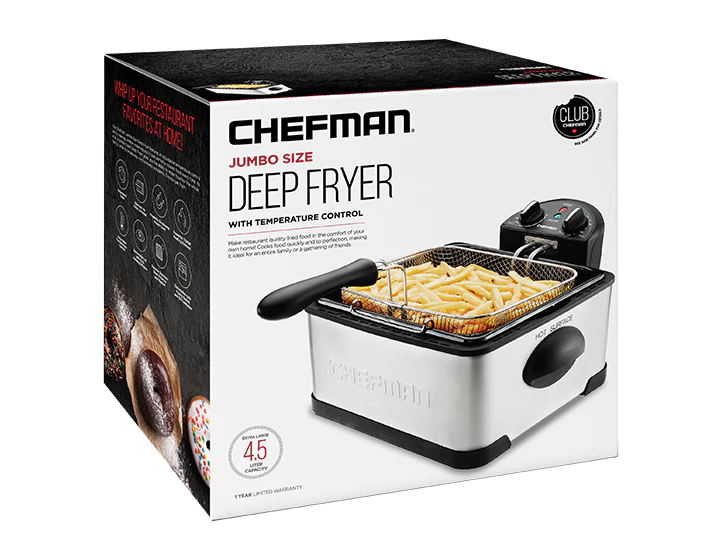 Freidora de Aceite Jumbo 4.5 Lts Chefman RJ-07-45-SS