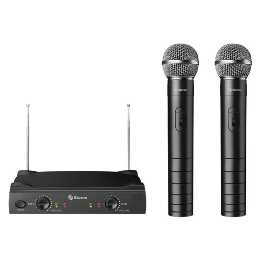 Sistema de 2 Micrófonos Inalámbricos Steren VHF WR-055