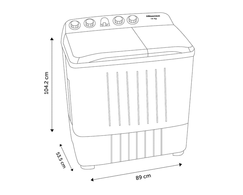 Lavadora Semiautomática Doble Tina 18 Kilos Hisense WSA1803P